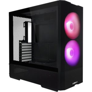 Lian Li Lancool 207 Compact ATX RGB Gaming Computer Case Airflow Optimized Mesh Panels 2x140mm ARGB 2x120mm PWM Fans Pre-Installed USB Type-C Tempered Glass Side Panel Black